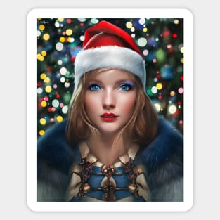 Portrait Of Female Santa Sticker